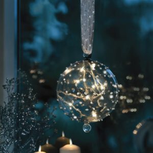 Herstal Larix Glaskugel schwarz/silber 12cm - 10 Birnen