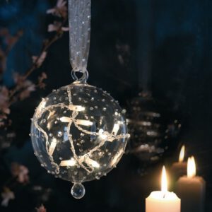 Larix Glaskugel klar/silber 12cm - 10 Birnen