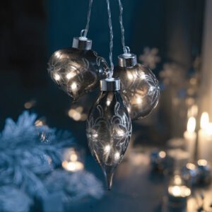 Libra Glaskugel 3 Stück schwarz/silber 15 Leuchten