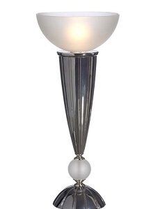 Whats Tischleuchte Empilage Art Deco Noir, E27 Metall schwarzchrom / Glas satiniert