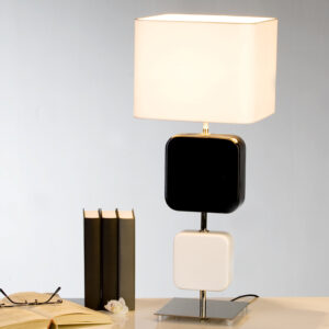 Casablanca Lampe "Square" Keramik Schwarz/Weiß max.60W E27 H63cm