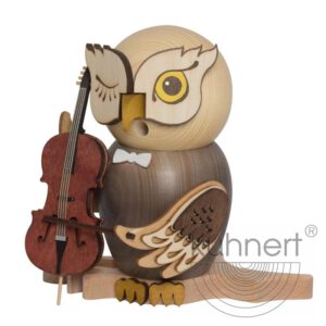 Kuhnert Rauchfigur Eule mit Cello H ca.15cm