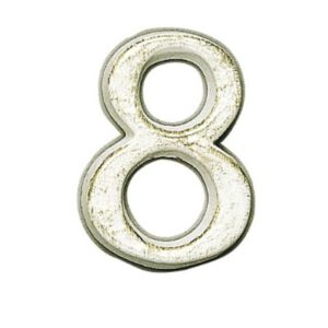 Albert Hausnummer "8" weiß-gold, Aluminiumguss