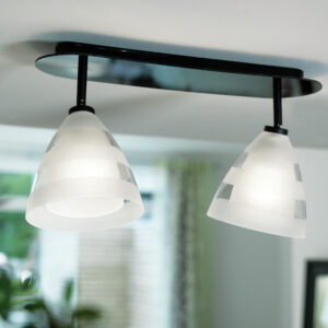 Herstal DIVE DUO Spot 2x max.40W E14 Glas klar/gefrostet/ Metall schwarz glänzend, L:42,5cm