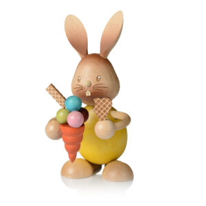 Erzgebirge Osterhase Stupsi "mit Eis" 12cm, Holz farbig - NEU 2021