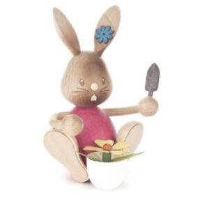 Erzgebirge Osterhase Stupsi "Gärtner" 10cm, Holz farbig