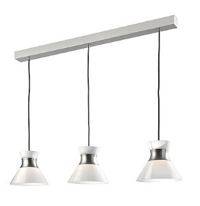 Sompex COVE 3er Hängeleuchte 3x E27 Glas weiß/Metall Alu matt, Textilkabel schwarz