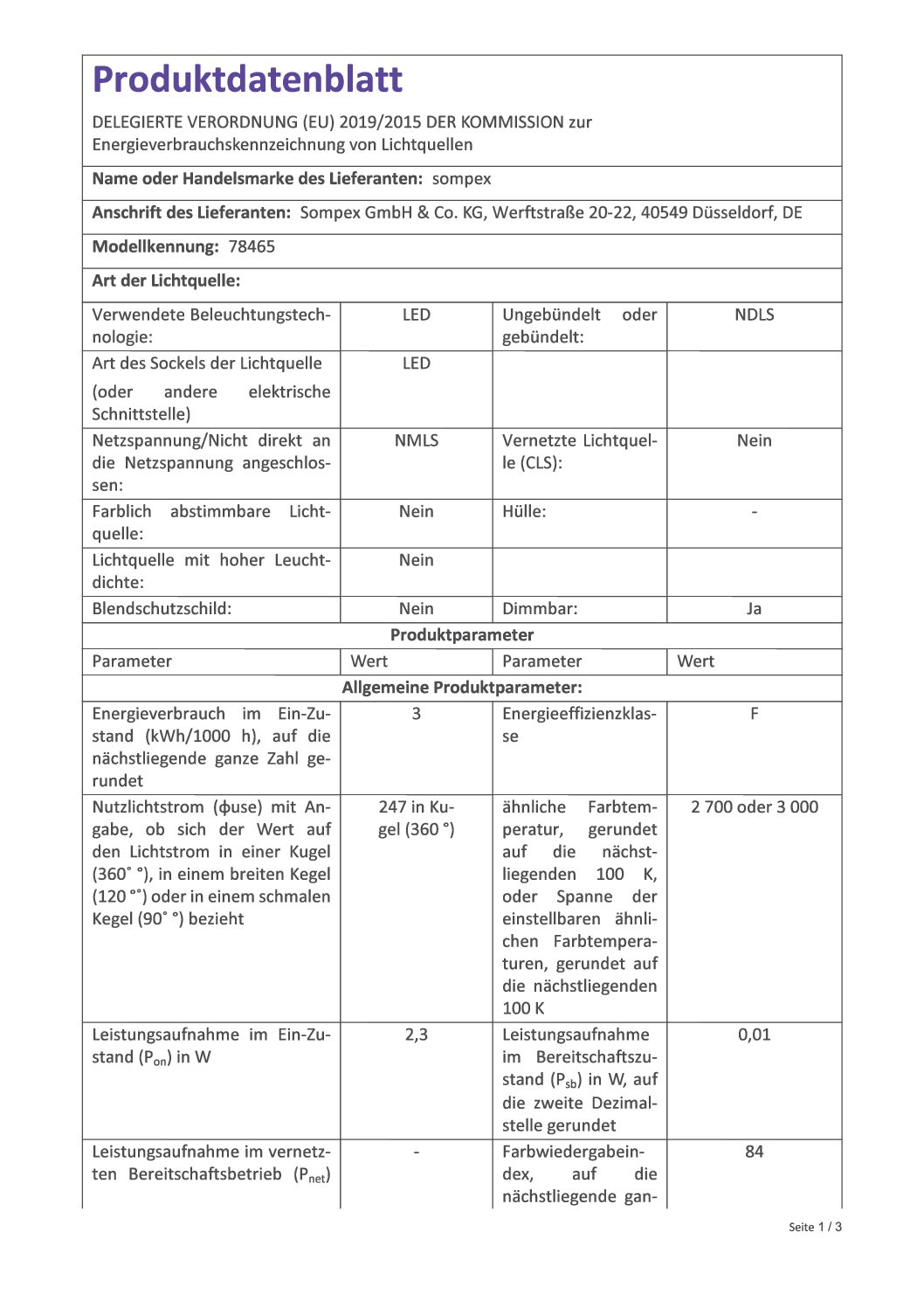 Flora Datenblatt